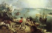 BRUEGEL, Pieter the Elder Landscape with the Fall of Icarus oil painting reproduction